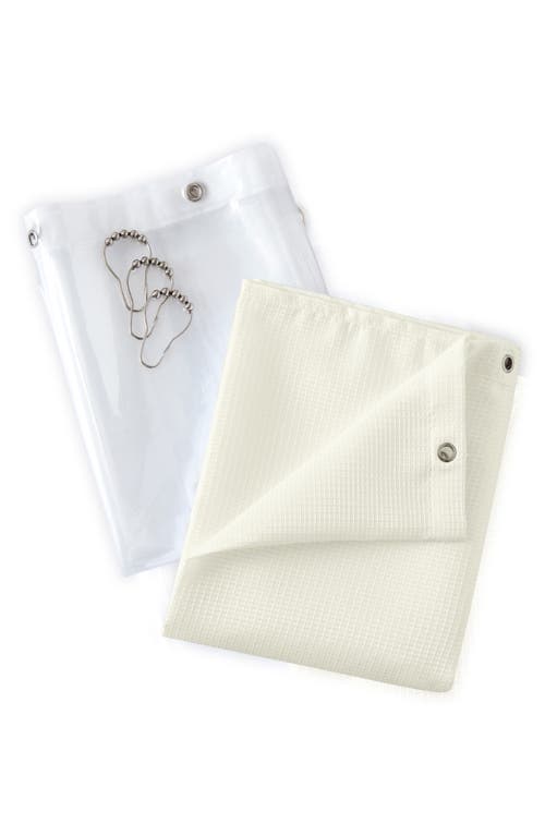 Dainty Home Textured Shower Curtain In White
