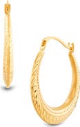 Frankie & Zoe 10K Gold Sun Ray Cut Beading Hoop Earrings