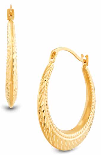 Frankie & Zoe 10K Gold Sun Ray Cut Beading Hoop Earrings