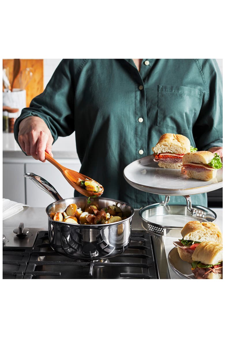 Clad H3 8-Inch Stainless Steel Saucepan, Alternate, color, STAINLESS STEEL