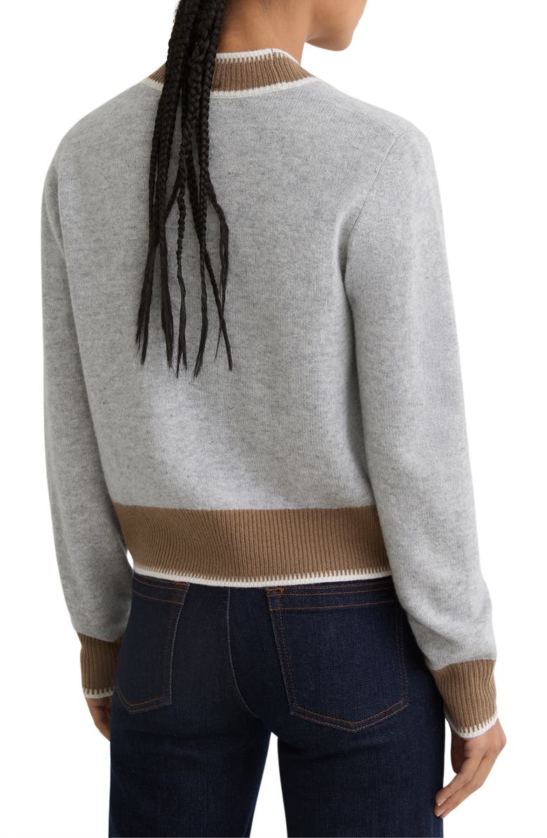 Reiss Louisa Tipped Wool & Cashmere Cardigan, Alternate, color, Grey/ Neutral