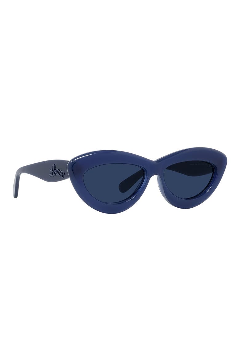 Curvy Logo 54mm Cat Eye Sunglasses, Alternate, color, SHINY BLUE / BLUE