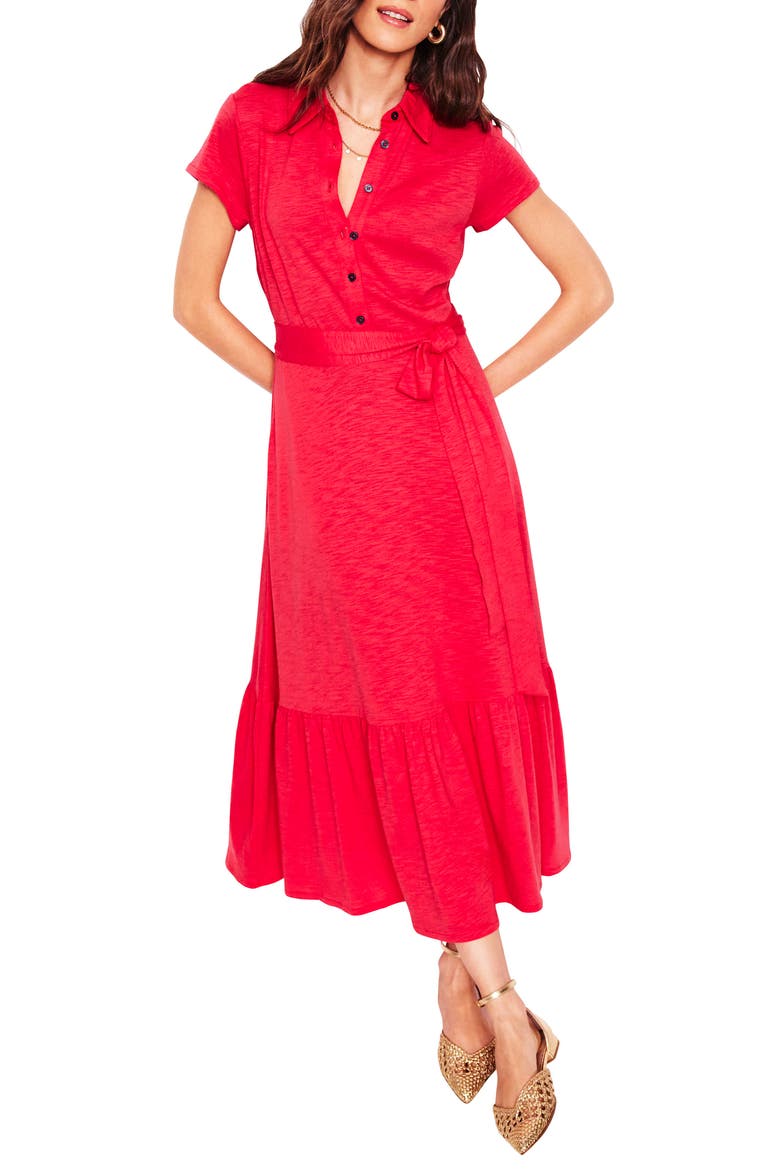 Cressida Slub Jersey Dress, Main, color, RED