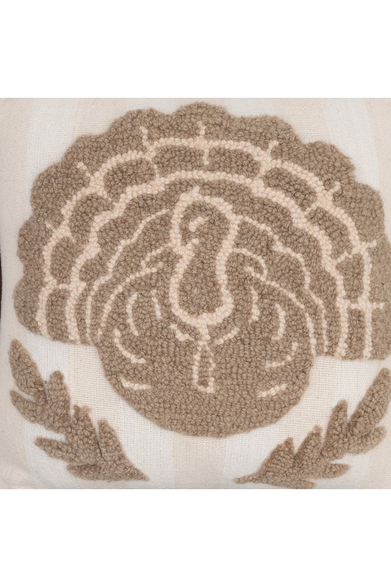Turkey Tan Harvest Fall Hooked Throw Pillow 12" x 12", Alternate, color, Beige