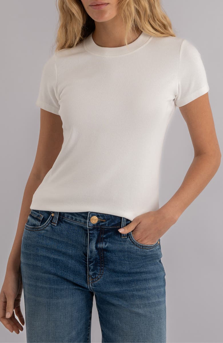 KUT from the Kloth Langley Rib Jersey T-Shirt, Main, color, White