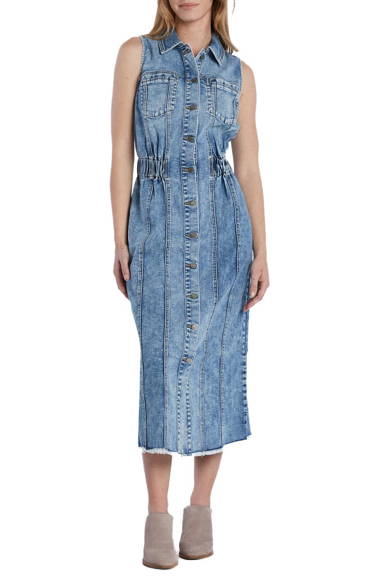 Wash Lab Denim Alice Sleeveless Denim Shirtdress, Main, color, Mountain Blue