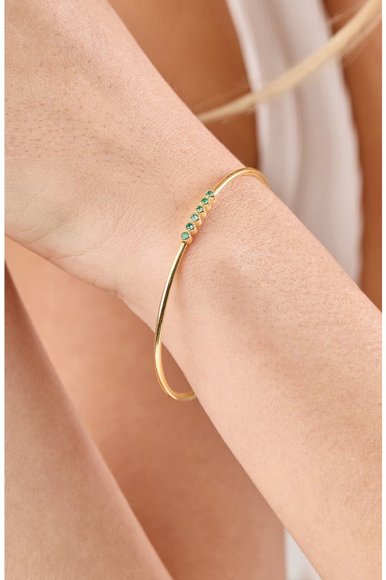 18K Gold El Mar Gemstone Bangle Bracelet, Alternate, color, 18K YELLOW GOLD/ EMERALD