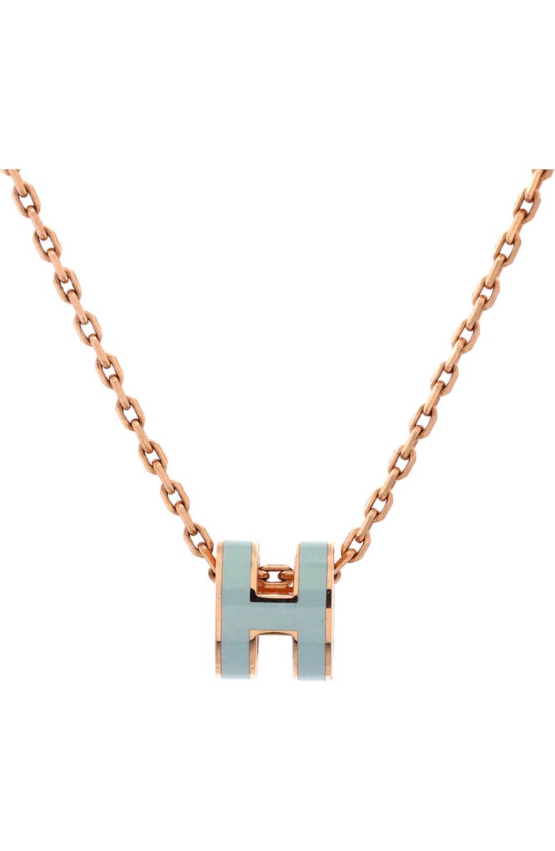 Pre-Owned Hermes Pop H Pendant Chain Necklace Metal and Enamel Mini, Main, color, Blue
