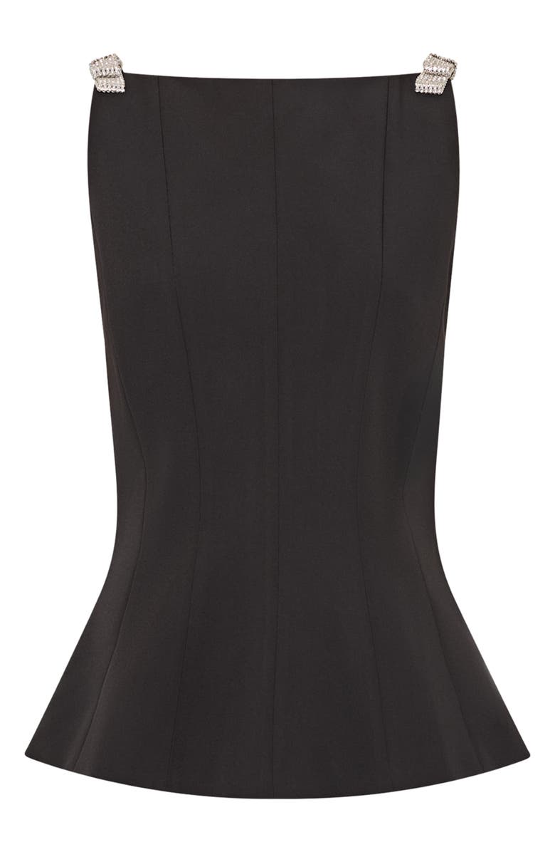 Milly Ruby Crystal Bow Sleeveless Peplum Top, Alternate, color, Black