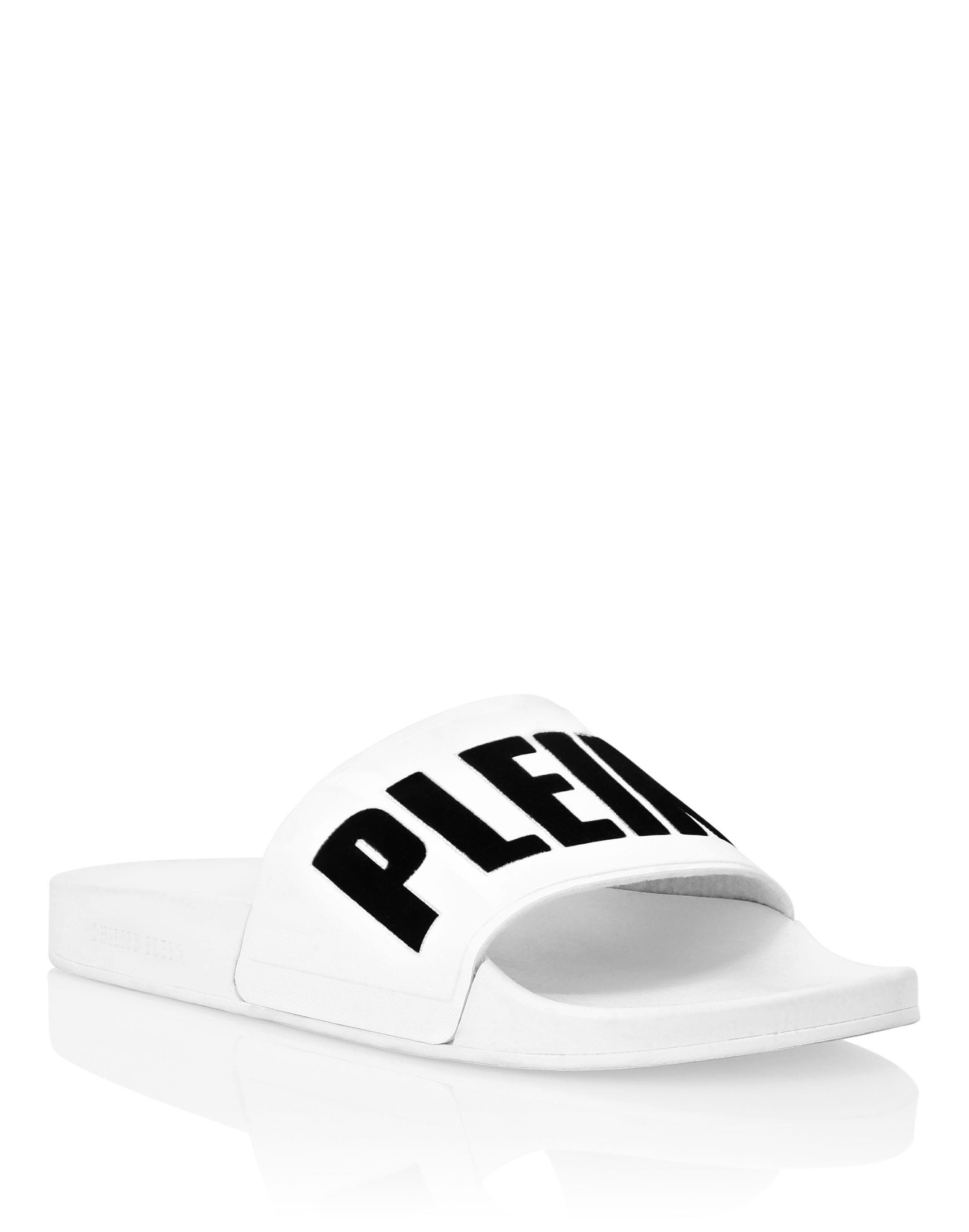 Flat Gummy Sandals Philipp Plein Tm Men, Main, color, white/black