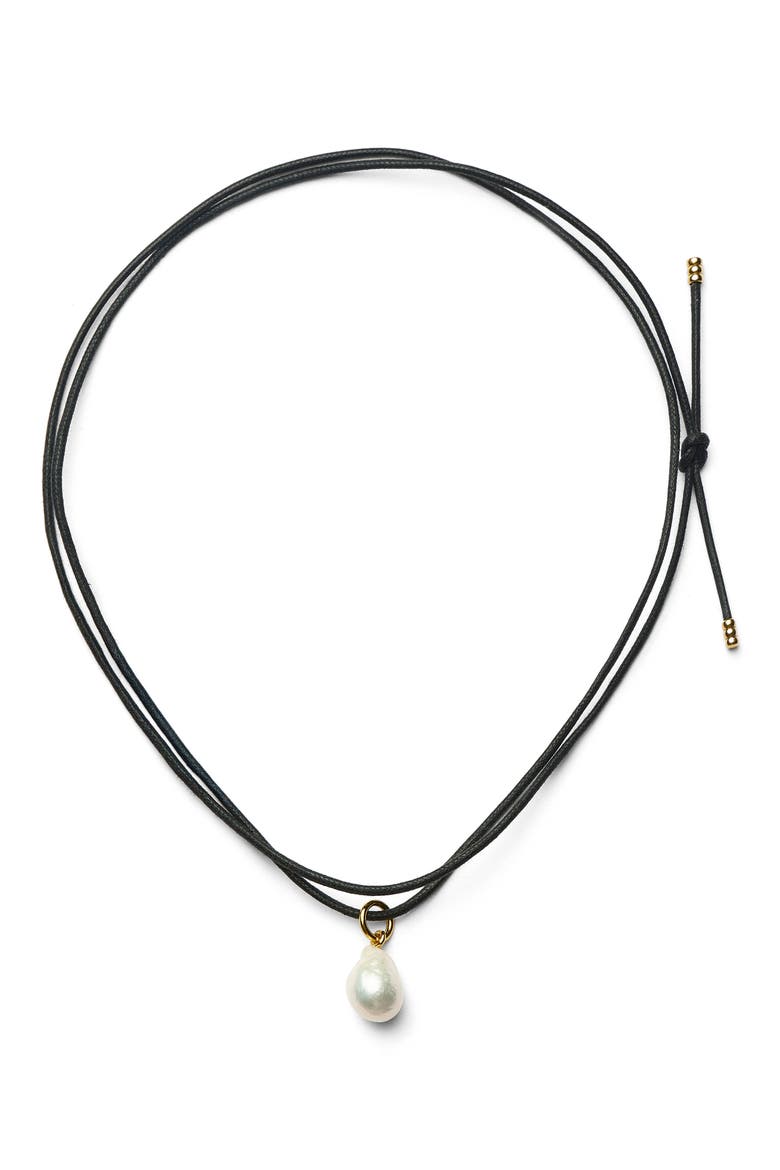 Cord with Cultured Pearl Necklace, Main, color, GOLD
