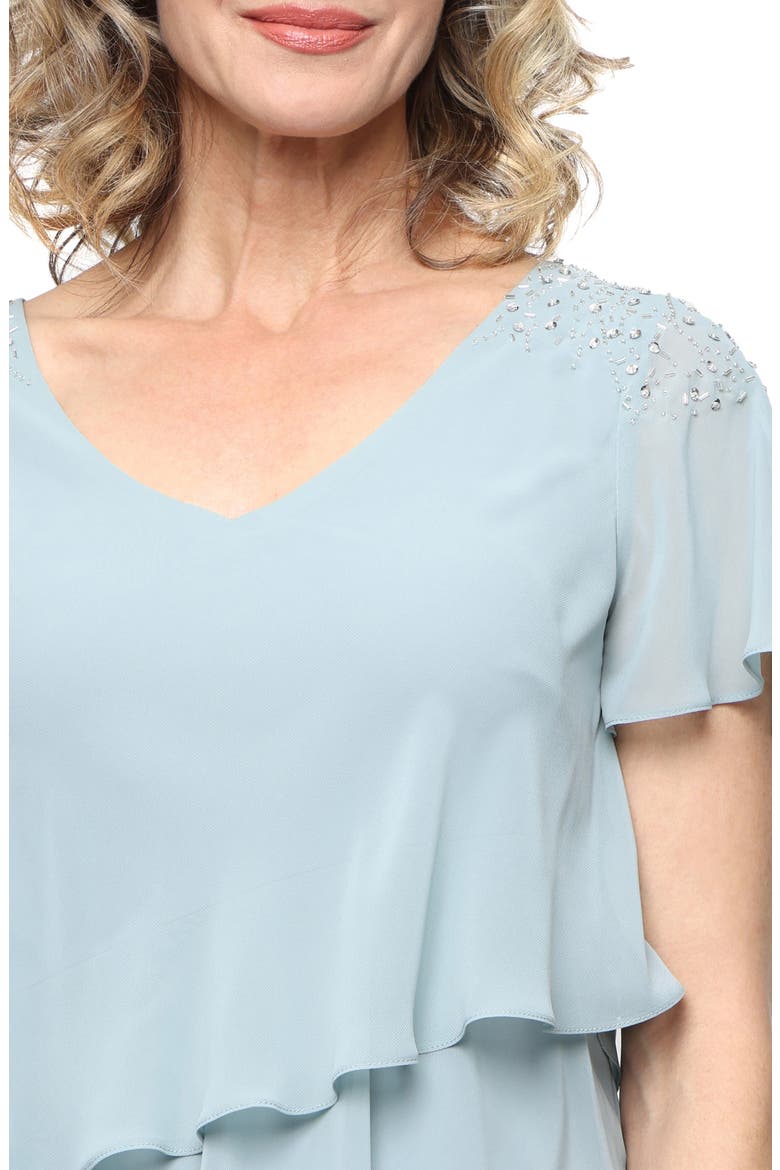 Beaded Tiered Chiffon Dress, Alternate, color, SAGE