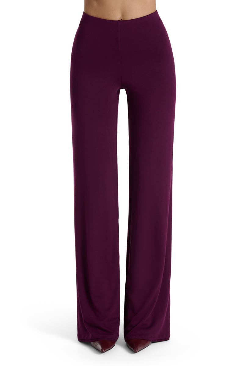 Naked Wardrobe Pull-On Wide Leg Pants, Main, color, Dark Plum