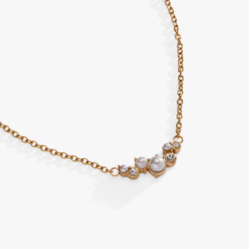 Alex And Ani Pear And Crystal Inline Necklace In Pearl