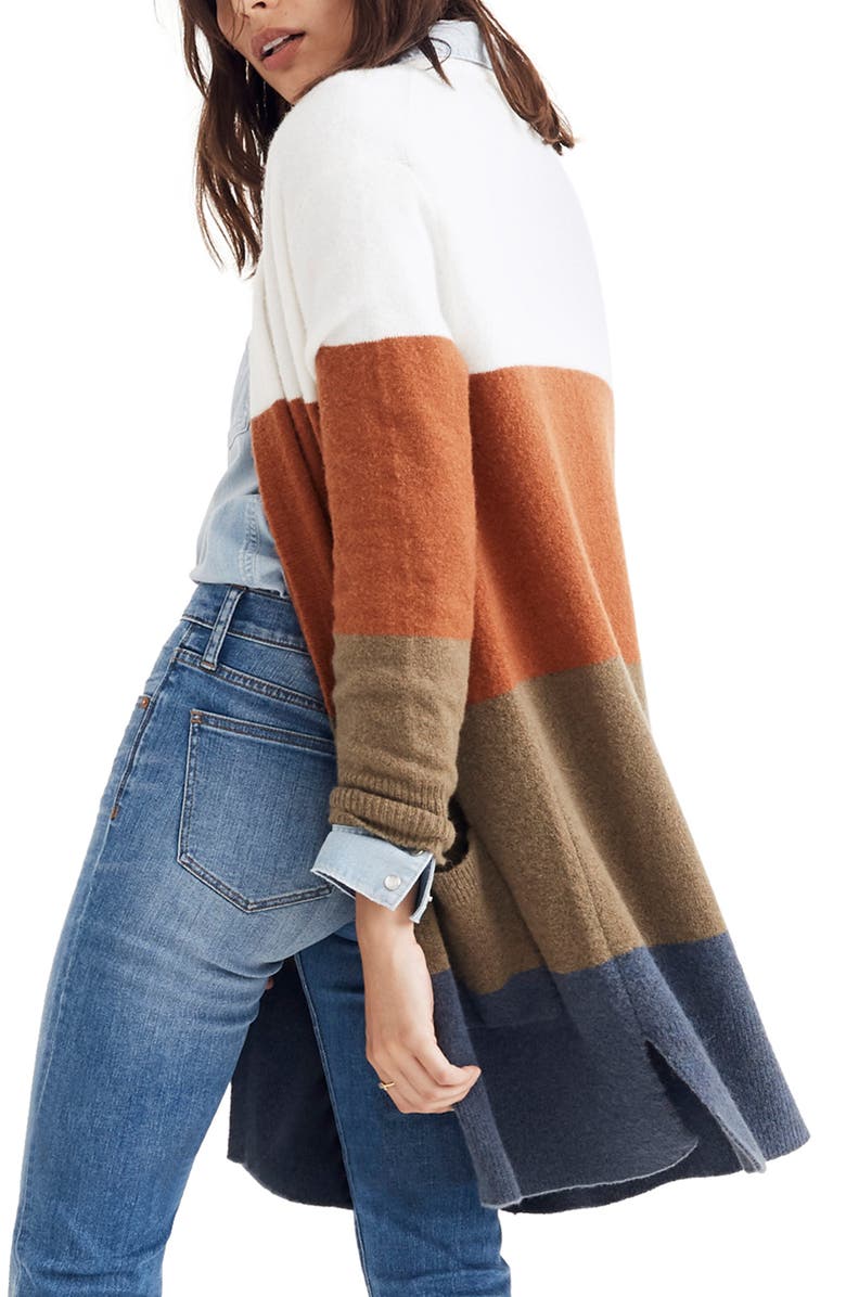 Madewell Kent Colorblock Long Cardigan, Alternate, color,