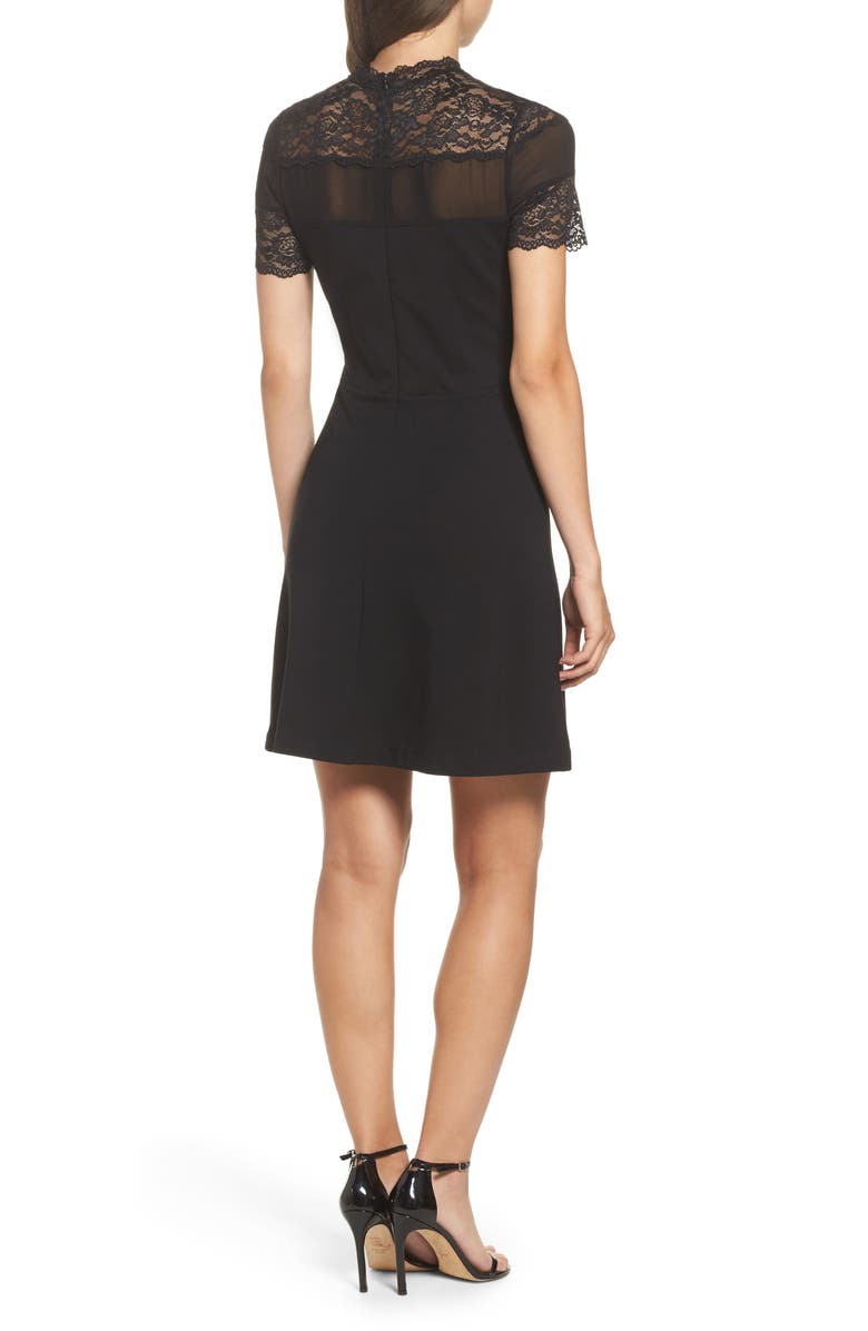 Felicity & Coco Katherine Lace Fit & Flare Dress, Alternate, color, Black
