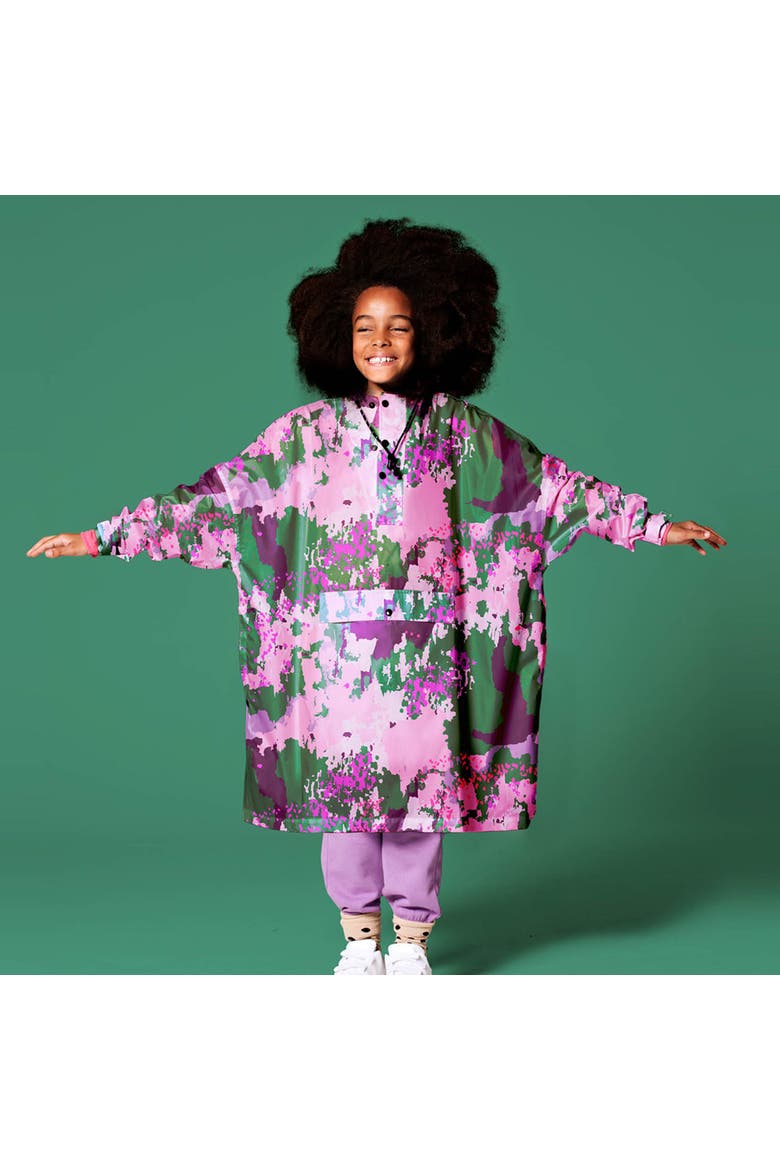 Kids Rain Poncho Digi Spring, Alternate, color, Pink