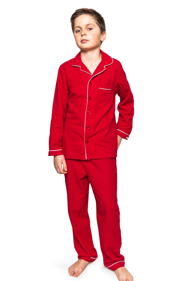 Petite Plume Kids' Red Flannel Two Piece Pajamas, Alternate, color, Red