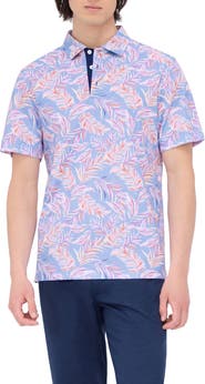 Bugatchi Hendrix Digital Leaf Print Pima Cotton Polo