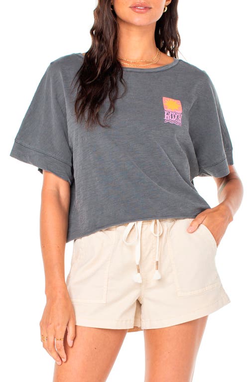 Roxy Sun Stamps Crop Cotton Graphic T-shirt In Phantom