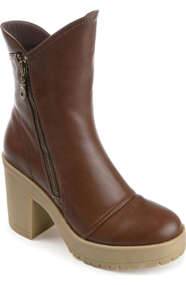 Journee Collection Jaquie Lug Sole Bootie, Main, color, Brown