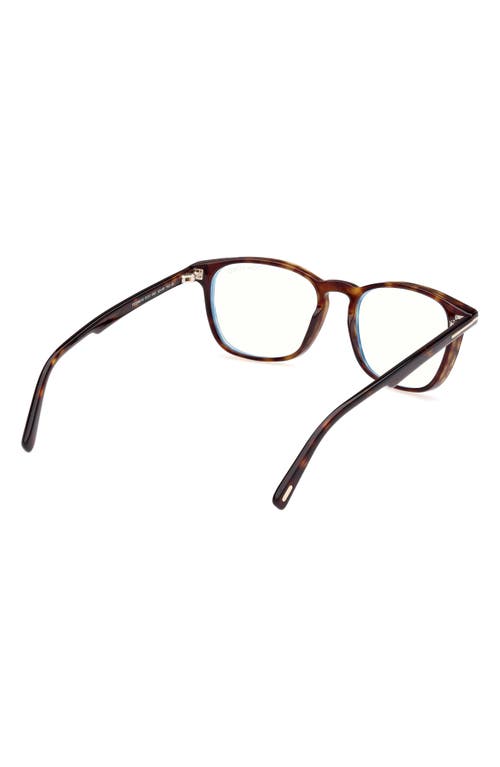 Tom Ford 52mm Square Optical Glasses In Havana Eco/t Logo