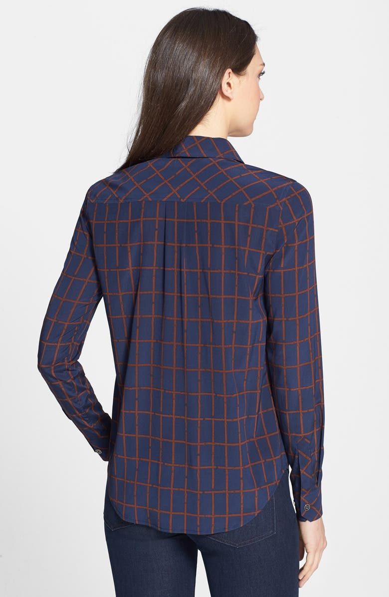 Tory Burch 'Kaitlyn' Print Stretch Silk Shirt, Alternate, color,