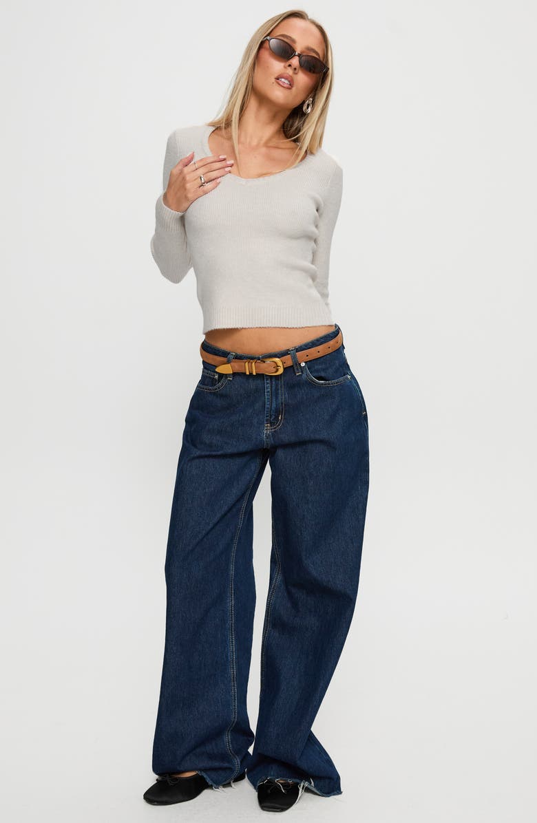 Princess Polly Elayna V-Neck Crop Sweater, Alternate, color, Cream