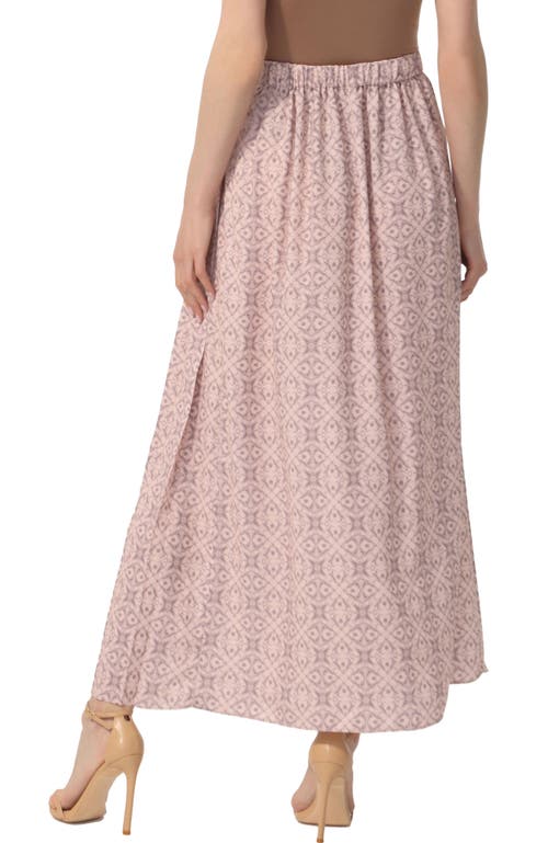 Kimi & Kai Print Box Pleat Maxi Skirt In Pink