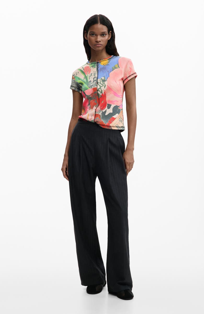 Desigual Allover Print T-Shirt, Alternate, color, Pink