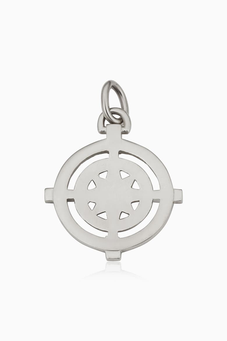14K Gold Compass Rose Pendant Charm, Alternate, color, White Gold