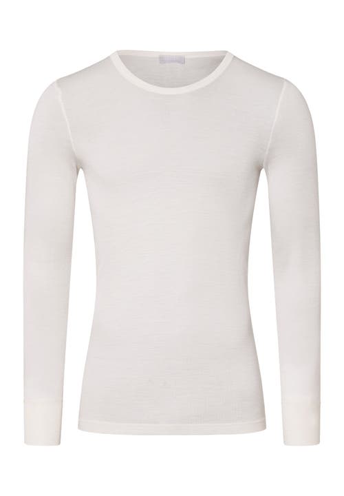 Hanro Woolen Silk Long Sleeve Crewneck Tee In Cygne