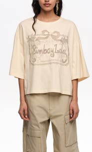 Bimba y Lola Maxi Broderie Anglaise Logo T-Shirt