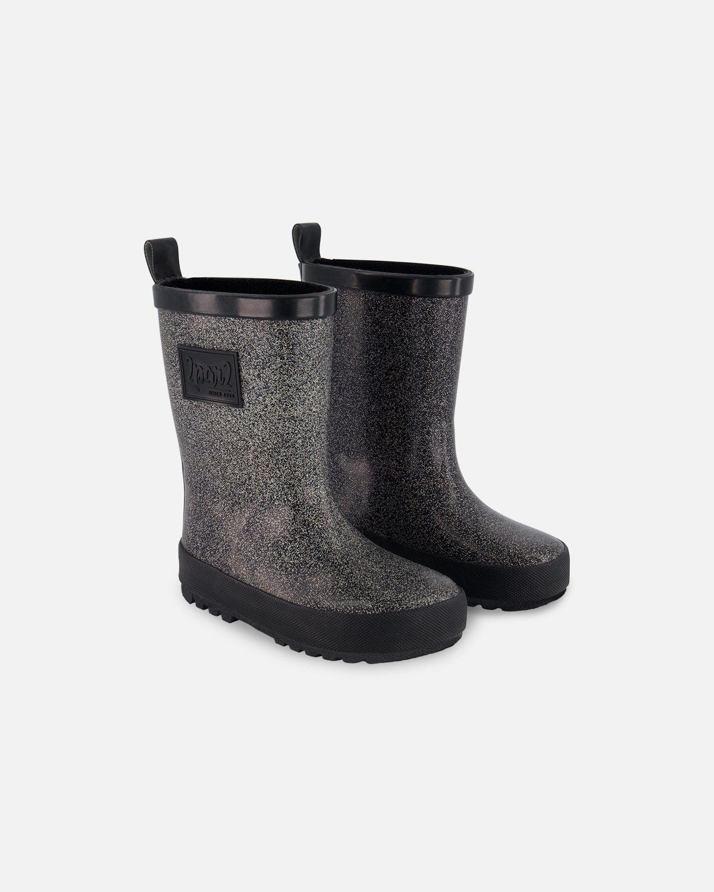 Deux par Deux Girl's Rain Boots Glittering Black, Alternate, color, 