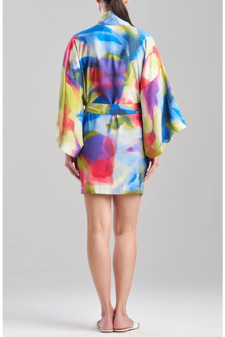Kumo Printed Stretch Satin Short Robe, Alternate, color, KUMO MULTI