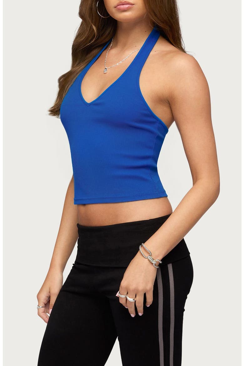 Vespera Rib Halter Top, Alternate, color, BLUE