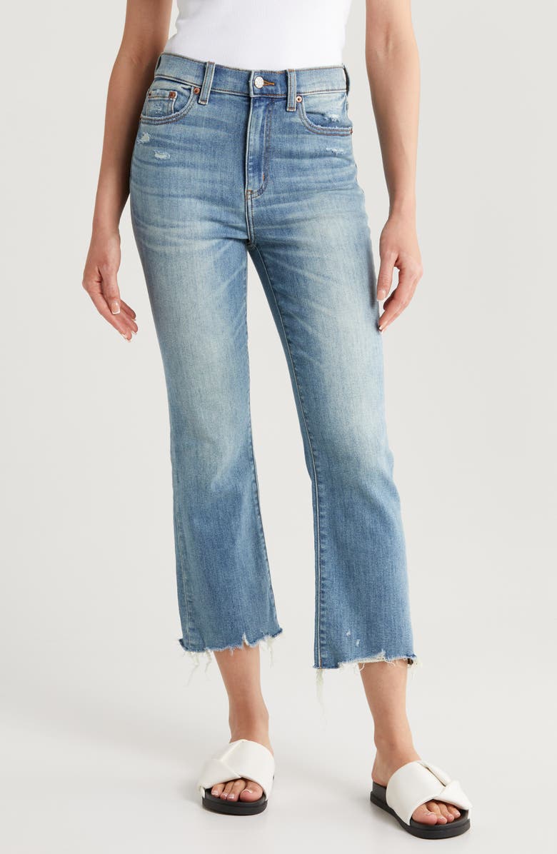 DAZE Shy Girl High Waist Raw Hem Crop Flare Jeans, Main, color, 