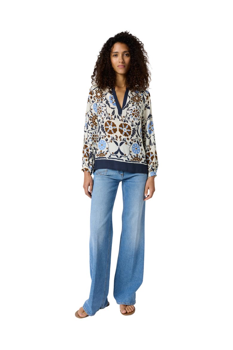Crystelle Printed Blouse, Alternate, color, Ecru