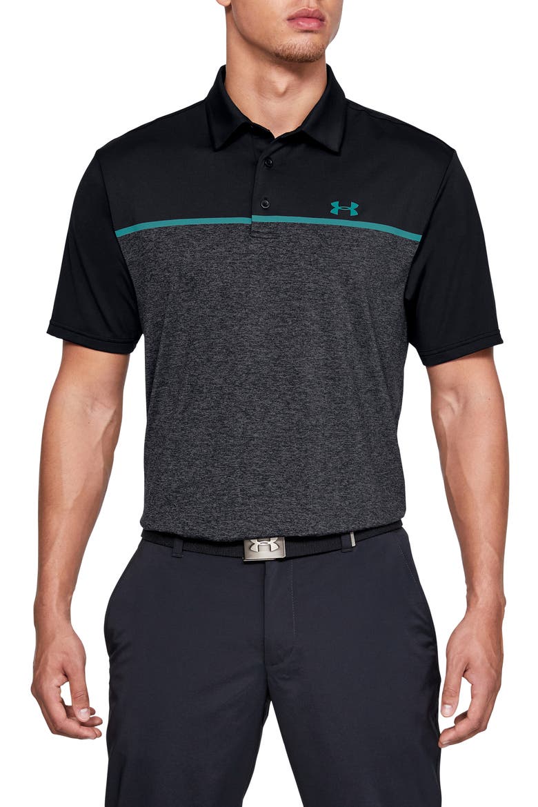 Playoff 2.0 Loose Fit Polo, Main, color, BLACK/ TEAL RUSH