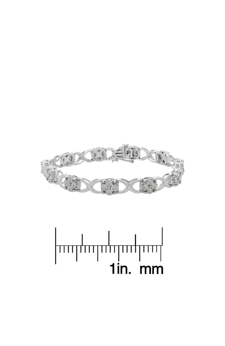 Haus of Brilliance Silver Rose-Cut Diamond Love Locks Link Bracelet, Alternate, color, White