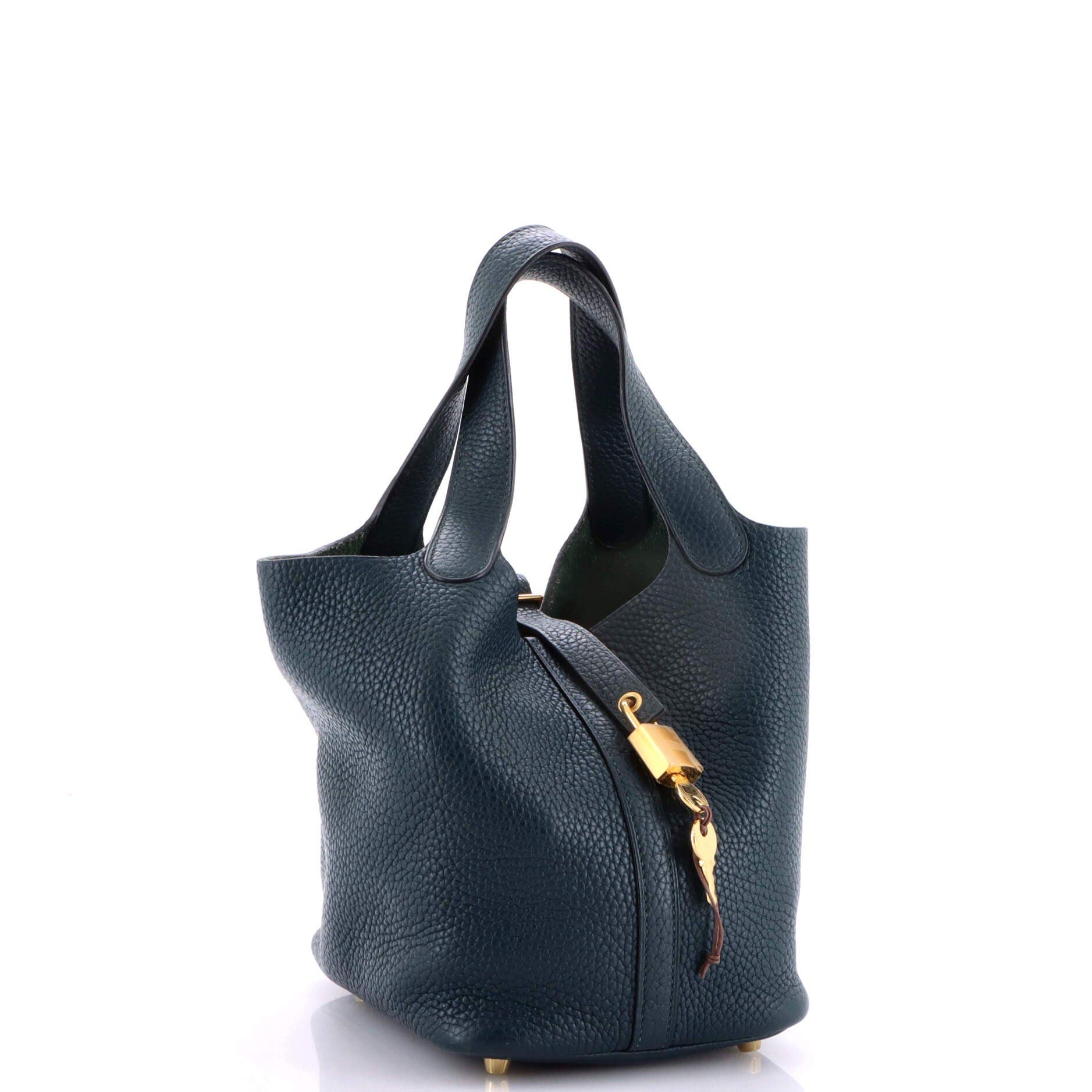 Pre-Owned Hermes Picotin Lock Bag Clemence PM, Alternate, color, Vert Cypress