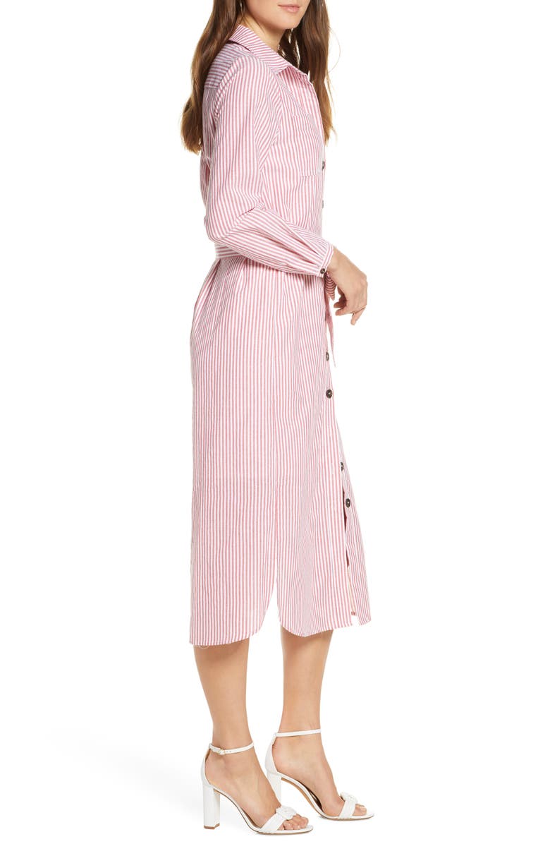 1901 Stripe Belted Shirtdress, Alternate, color, Red- White