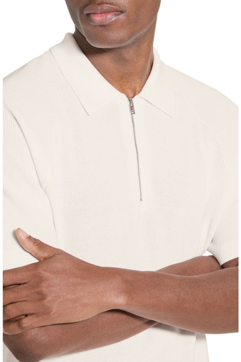 Tactile Cotton Quarter Zip Polo, Alternate, color, WINTER IVORY