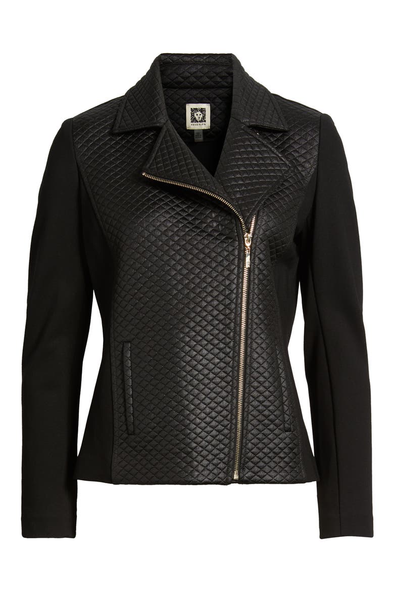 Mixed Media Quilted Moto Jacket, Alternate, color, ANNE BLACK