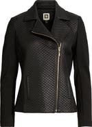 Anne Klein Mixed Media Quilted Moto Jacket