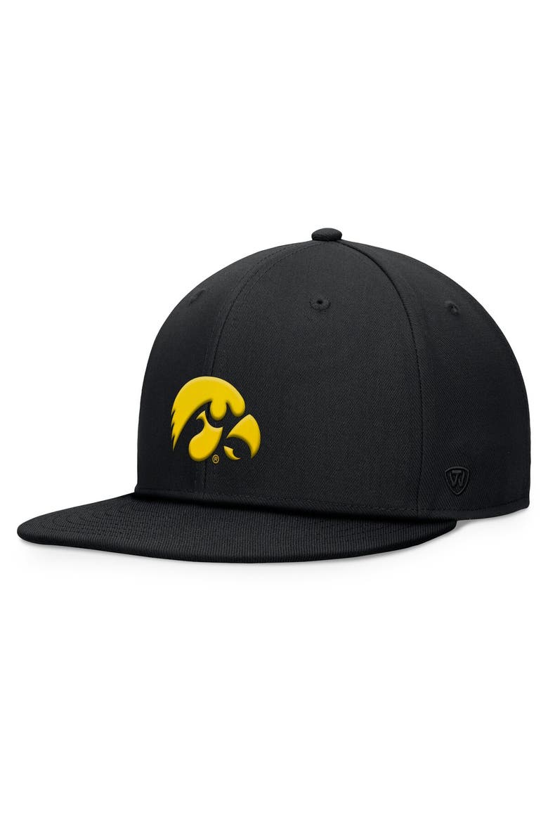 Men's Top of the World Black Iowa Hawkeyes Fundamental Snapback Hat, Main, color, Black