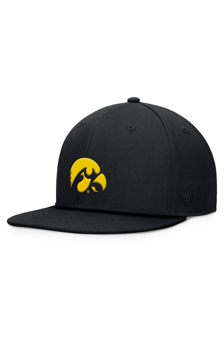 TOP OF THE WORLD Men's Top of the World Black Iowa Hawkeyes Fundamental Snapback Hat, Main, color, Black