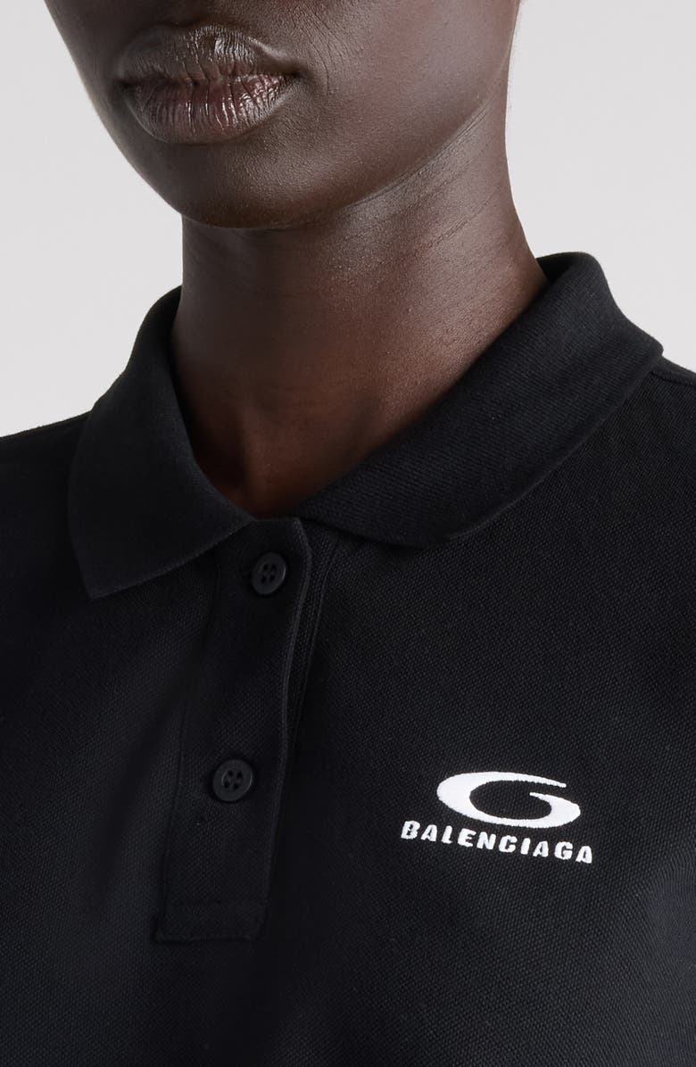Balenciaga Logo Embroidered Cotton Piqué Polo, Alternate, color, 1070 Black/ White