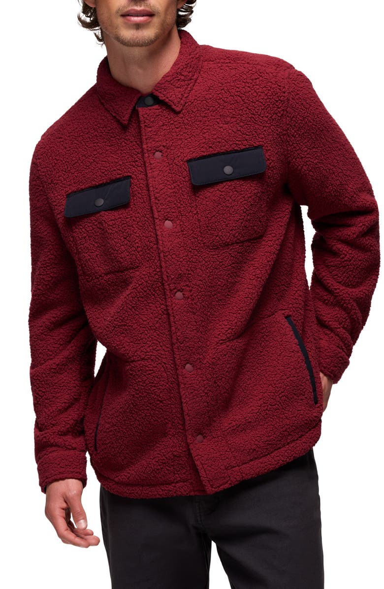 prAna Encinitas Fleece Shirt Jacket, Main, color, Retrograde