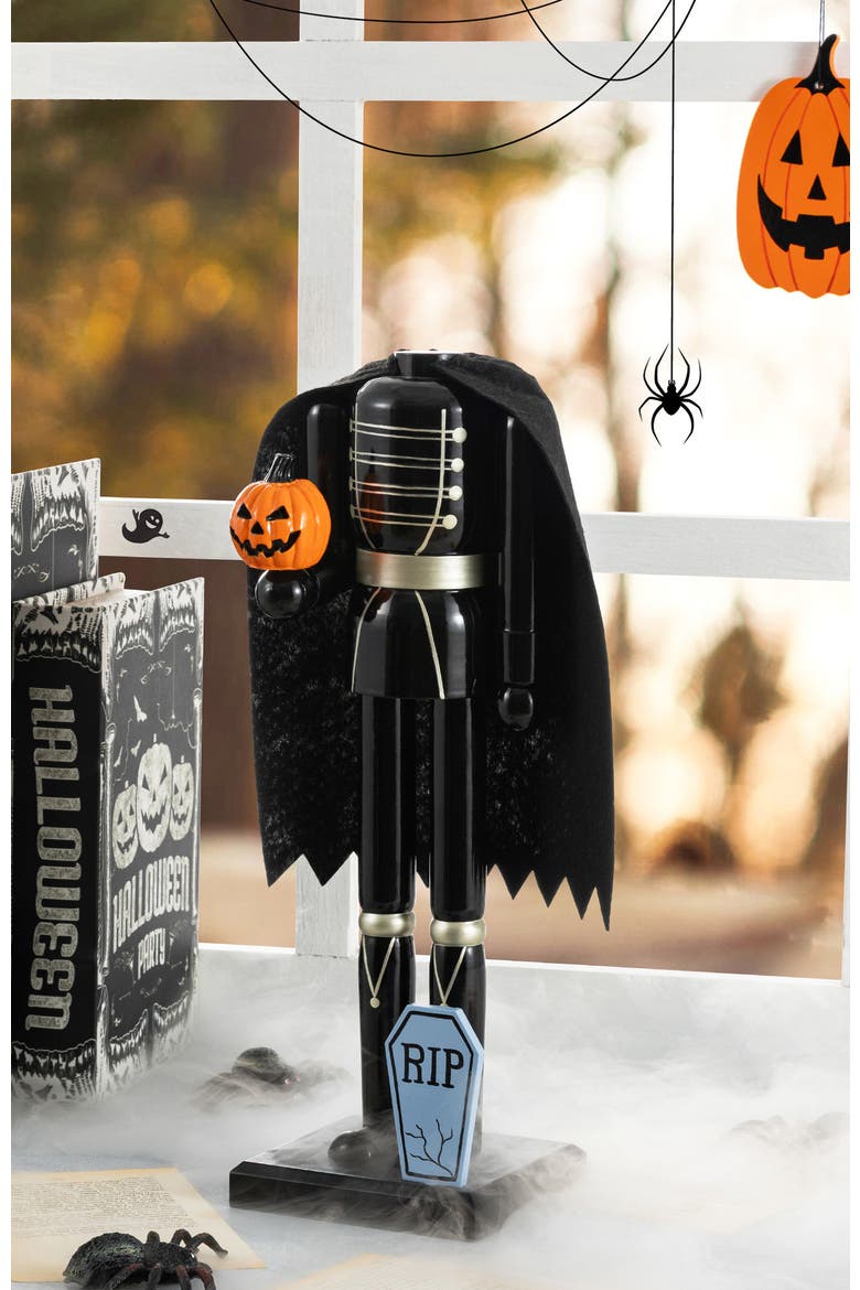 Halloween Wood Skeleton with Ornament Nutcrackers, Alternate, color, Black